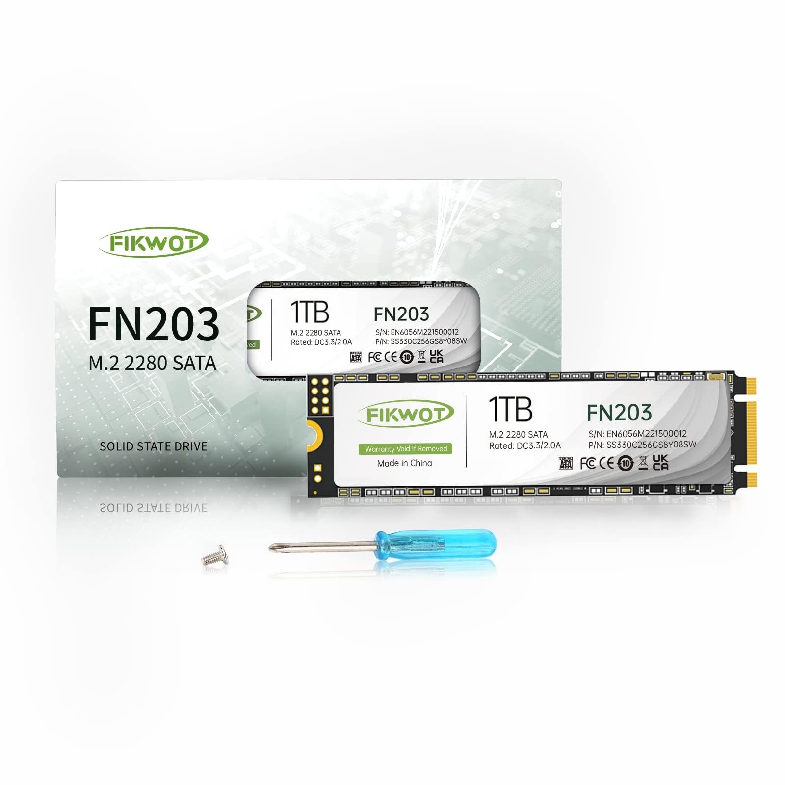 Fikwot FN203 M.2 SATA SSD – SLC Cache 3D NAND TLC III 6Gb/s 1TB, Black
