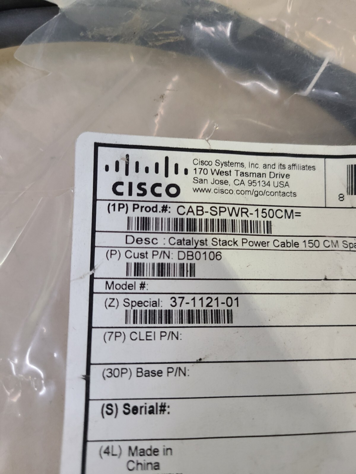 CISCO CATALYST DB0106 STACK POWER CABLE 150CM CAB-SPWR-150CM
