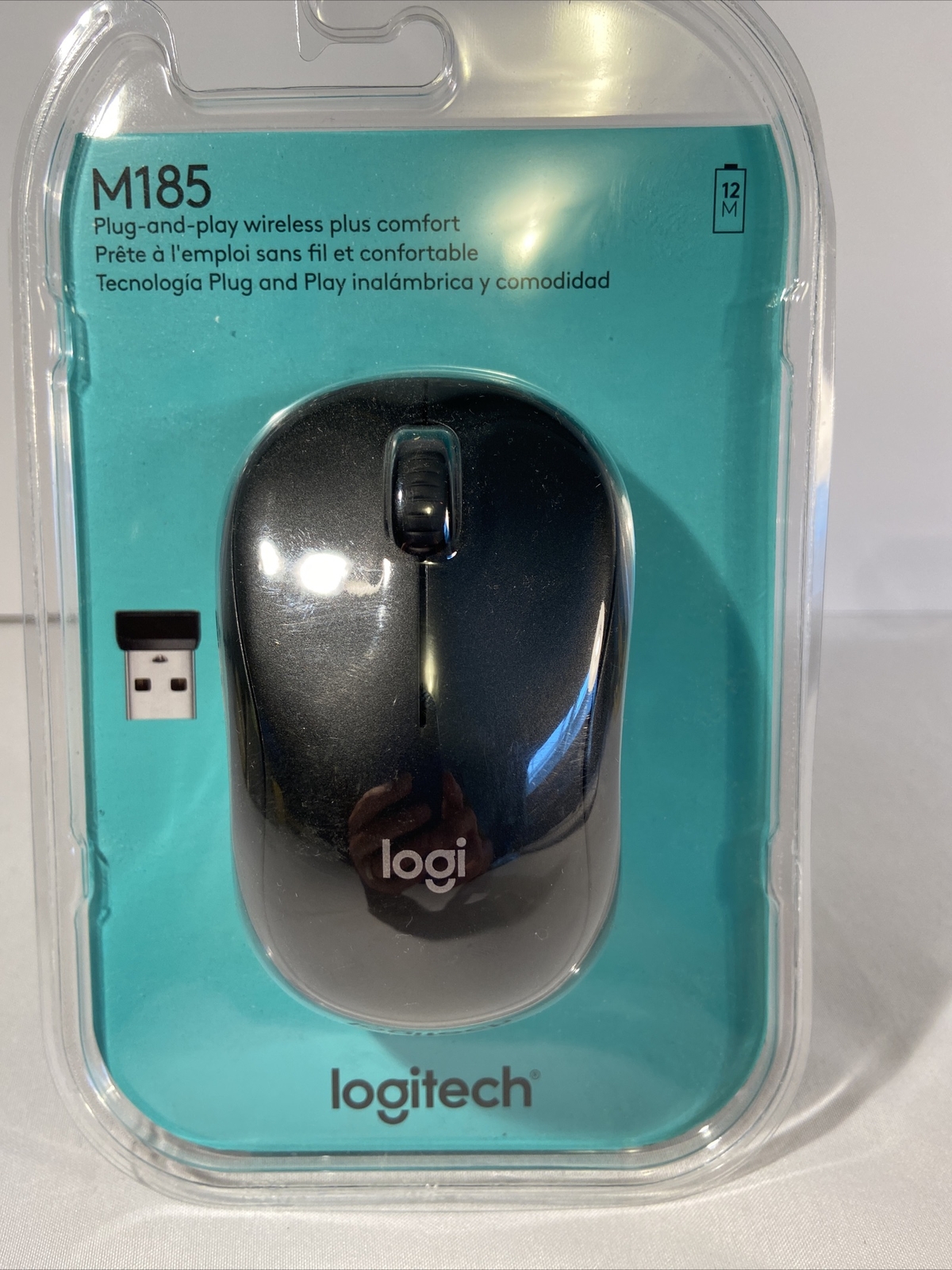 New Logitech M185 Compact Wireless Optical Mouse Swift Grey Plug-and-play USB