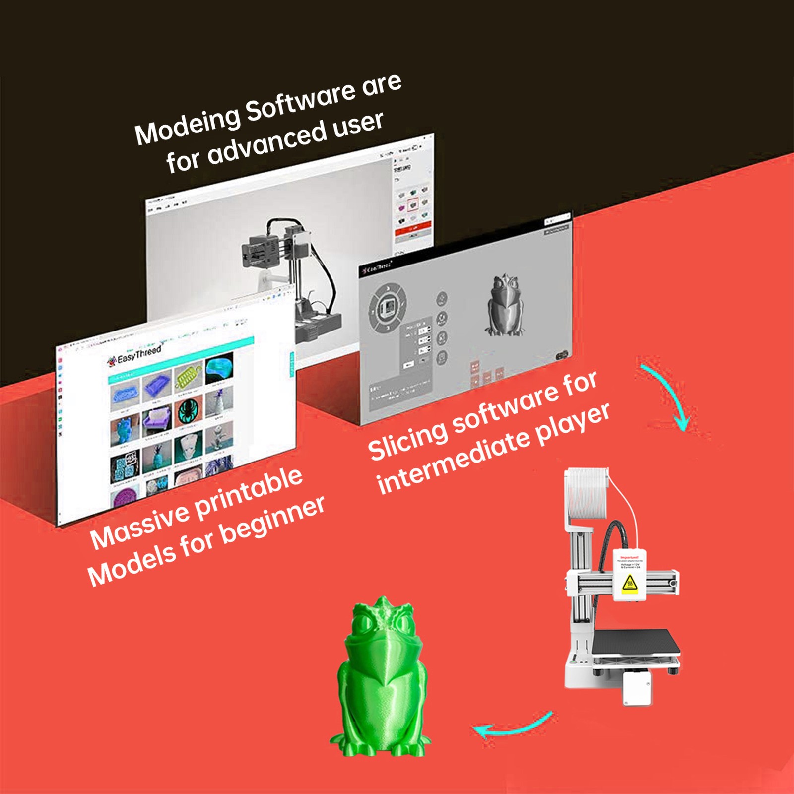 1-EasyThreed K10 3D Printer Mini Desktop Printing Machine For Kids BIOH