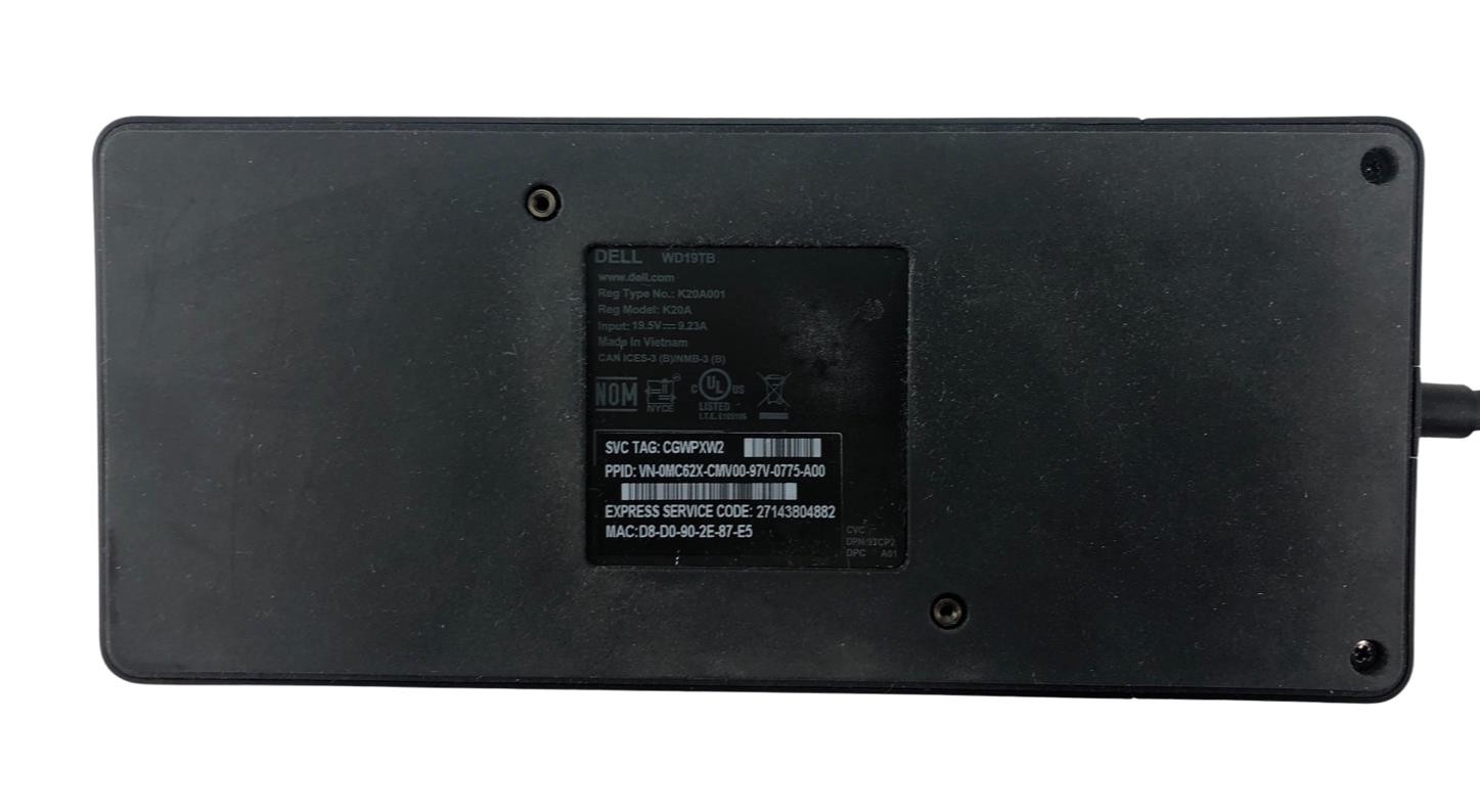 Dell WD19TB USB Type-C Laptop Docking Station – No AC Adapter