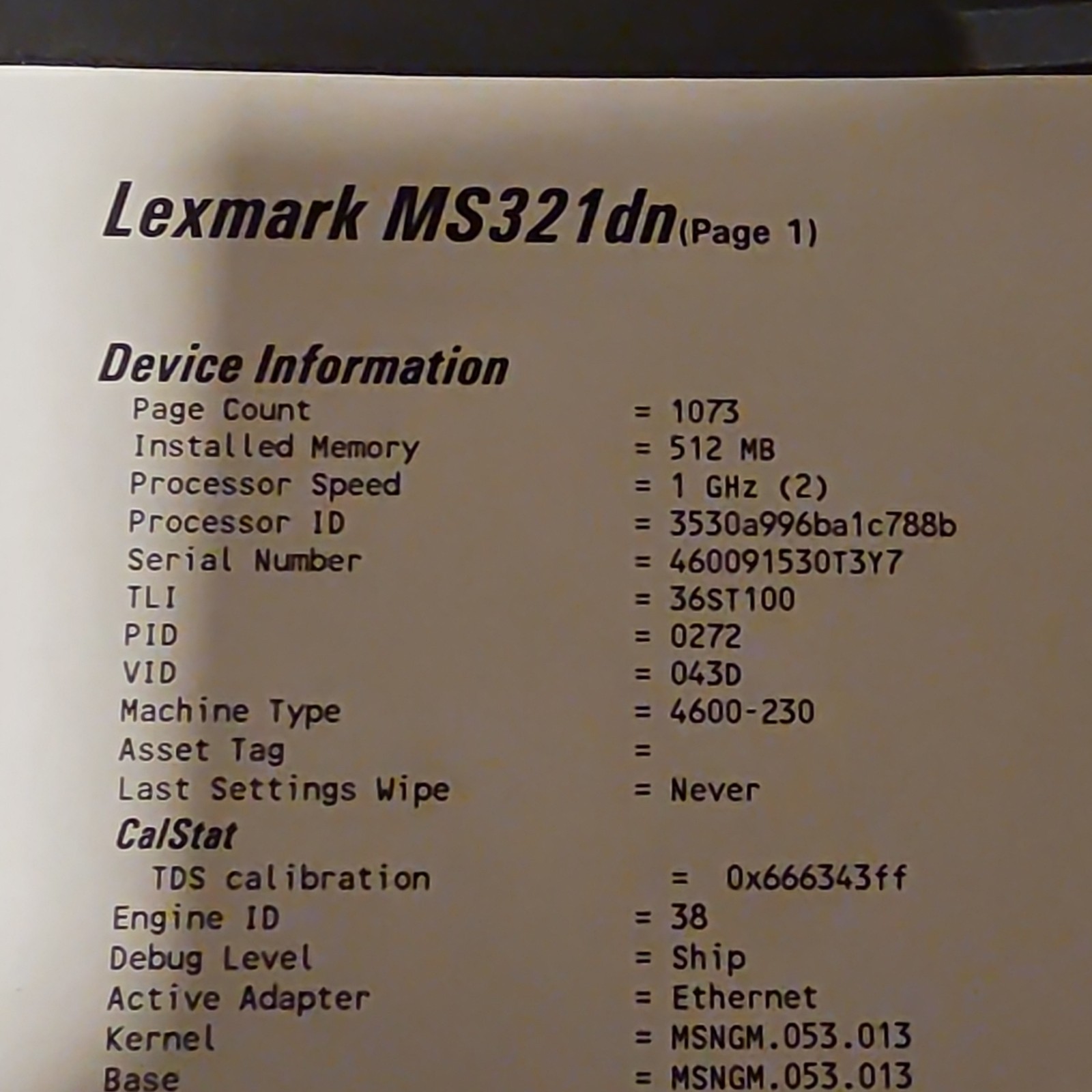 Lexmark MS321 B&W Laser Printer Wireless 1200×1200 DPI A4 30-39ppm