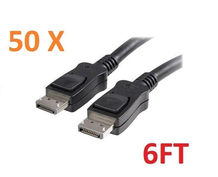 Lot of (50) – 6ft Premium DP Display Port Male to Male Cable