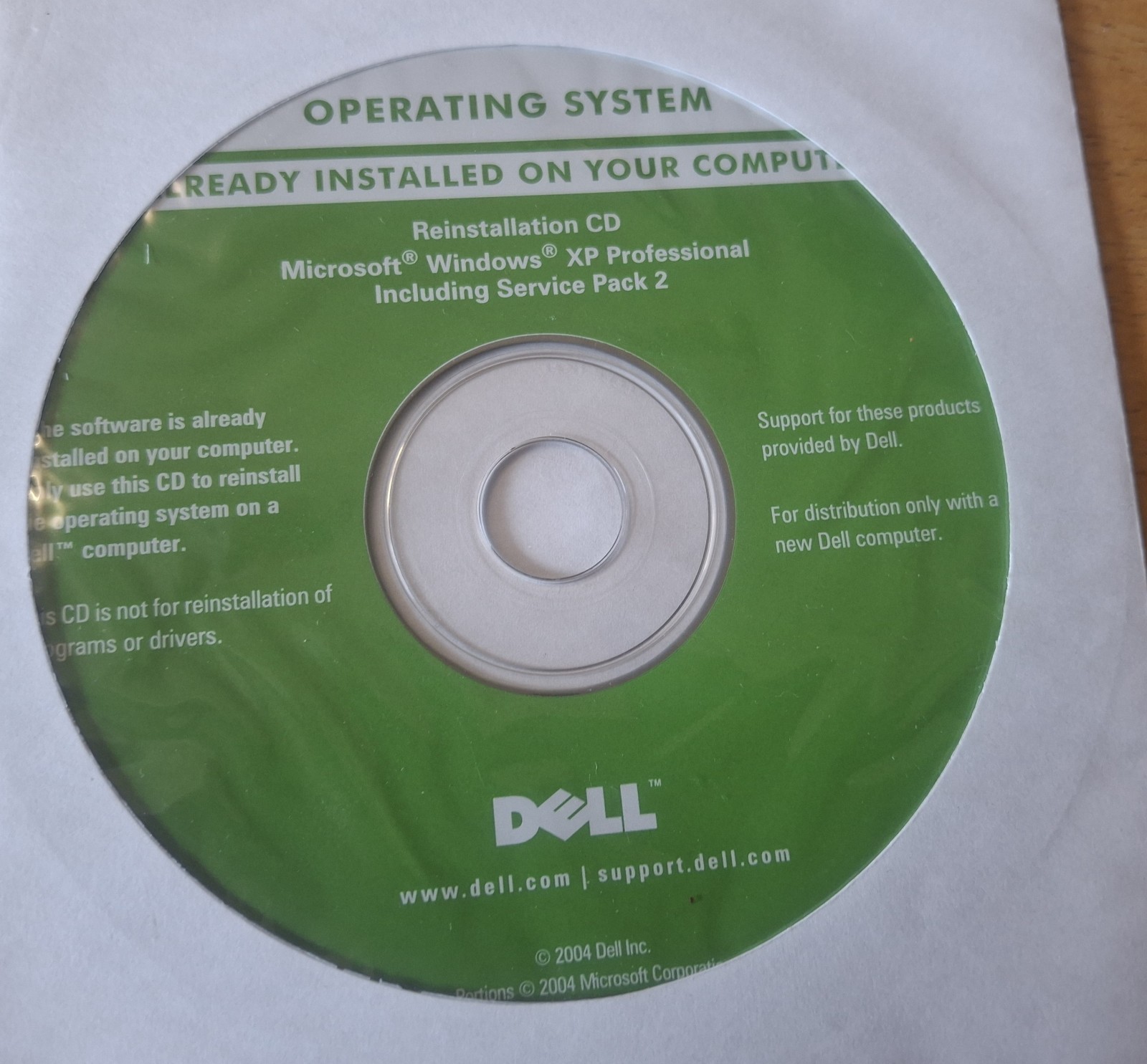 DELL WINDOWS XP PROFESSIONAL FULL OPERATING SYSTEM WINDOWS SP1 & SERVICE PACK 2