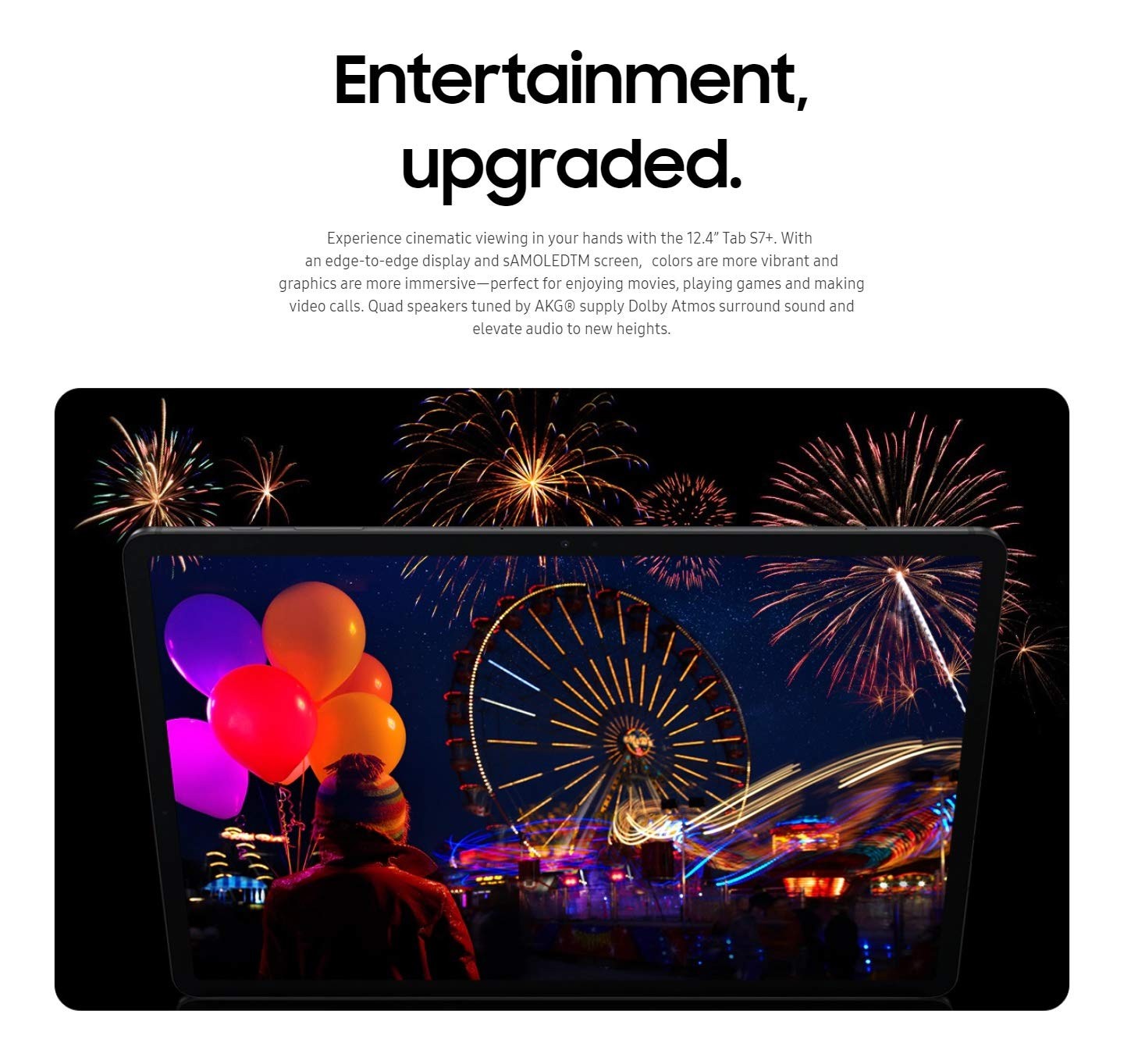 SAMSUNG Galaxy Tab S7+ Wi-Fi, Mystic Black – 128GB – SM-T970NZKAXAR