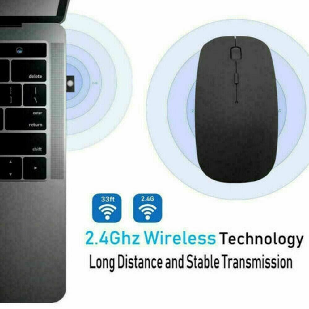 Slim 2.4GHz Optical Wireless Optical Mouse USB Receiver For Laptop PC DELL ACER