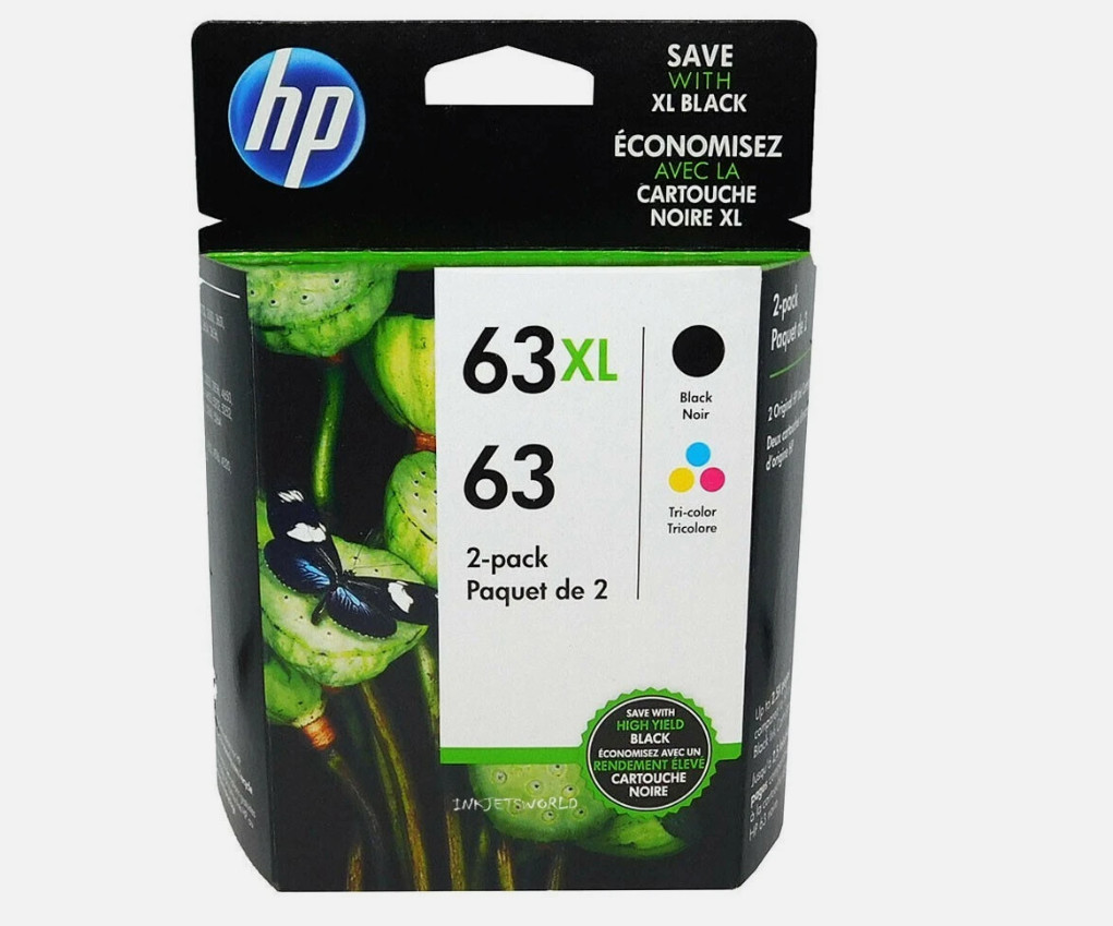 Genuine HP 63XL Black HP 63 Regular Color Ink Cartridges Combo Set EXP 2028 NIB