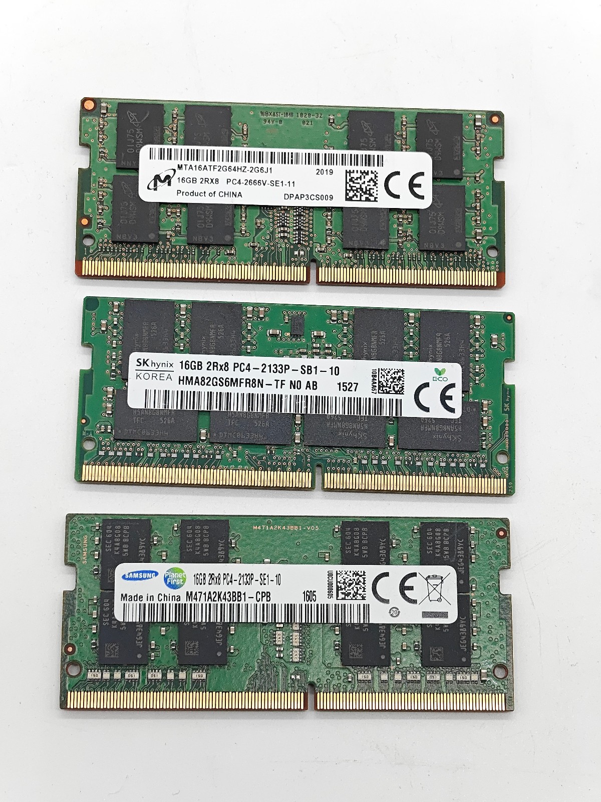 Lot of 3 16GB PC4-21333 / 2666 Laptop RAM DDR4 Memory – MIXED MODELS