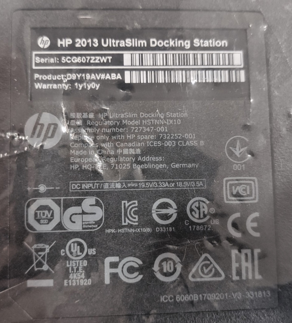 HP D9Y32AA#ABA 2013 UltraSlim Docking Station D9Y32AA#ABA