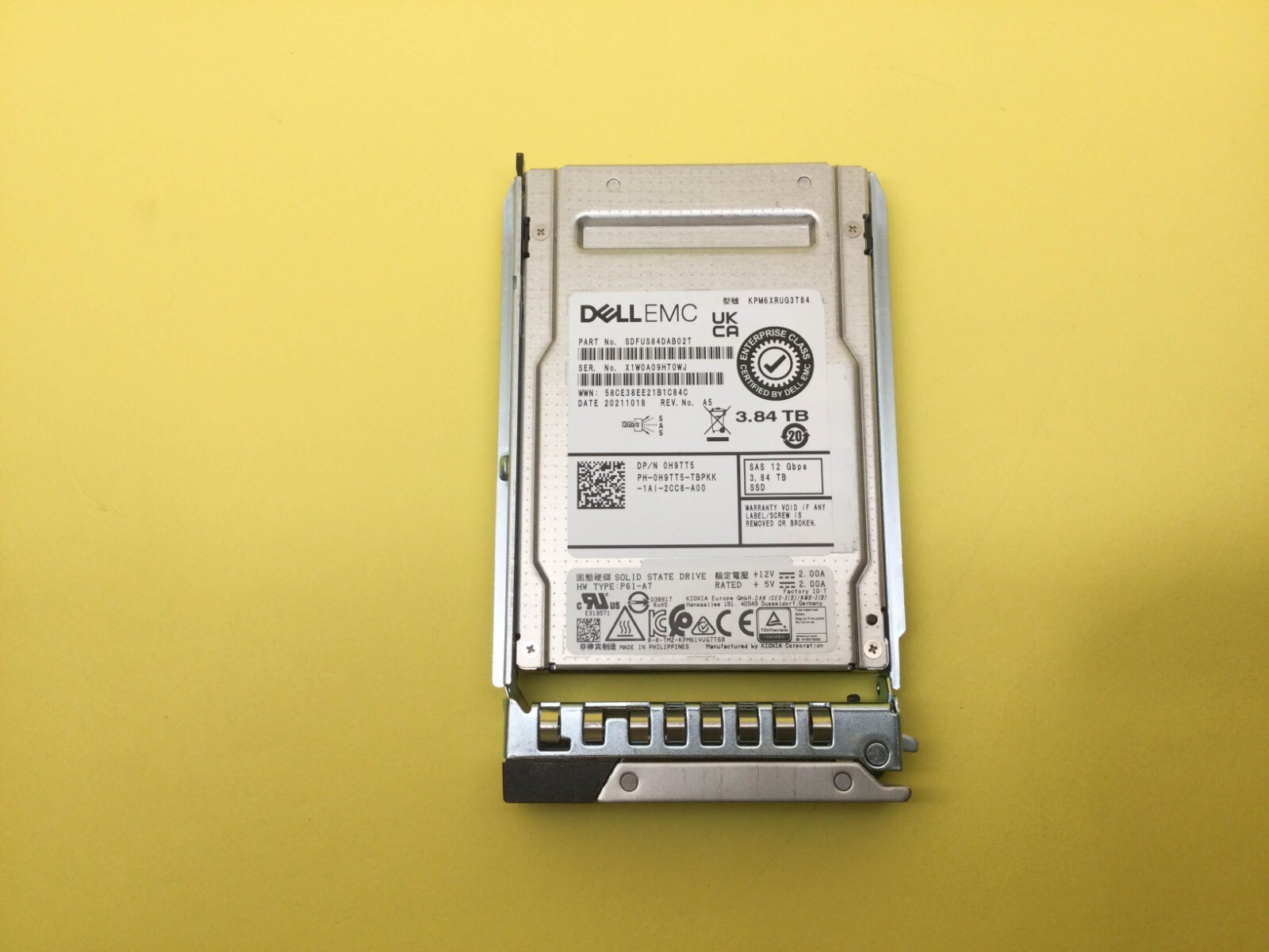 H9TT5 Dell 3.84TB 12Gbps Read Intensive SAS 2.5” SSD KPM6XRUG3T84 w/ Gen 14th