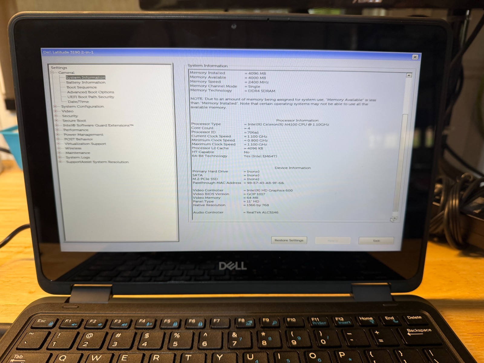 Dell Latitude 3190 2-in-1 Touchscreen 11.6″ Display Assembly With Hinges Camera