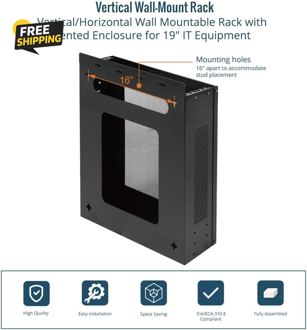 2U Vertical/Horizontal Wall Mountable Server Rack, with Vented Enclosure