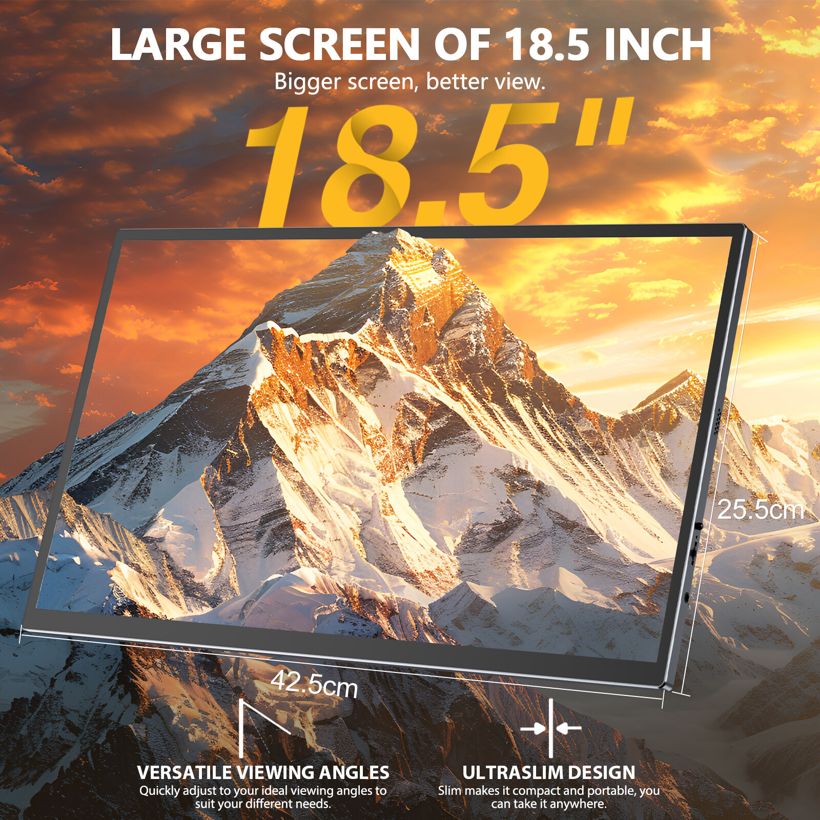 UPERFECT 18.5” Portable Monitor Touchscreen | 120HZ 1ms Gaming Monitor FreeSync