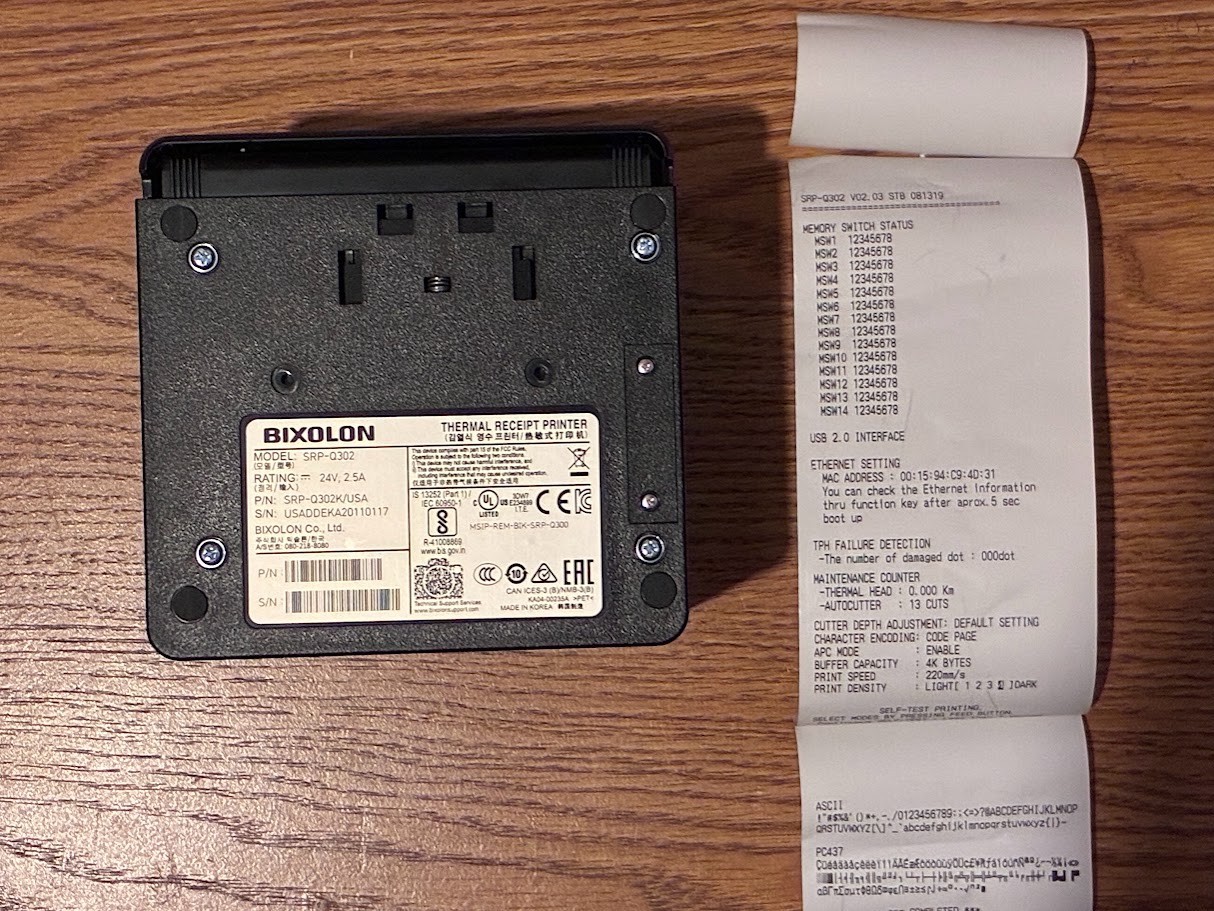 BIXOLON, Q302, RECIEPT PRINTER, USB, ETHERNET, BLACK, POWER SUPPLY