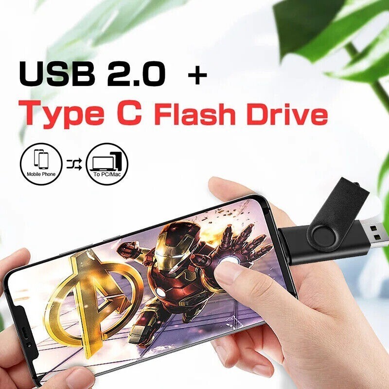 TYPE-C OTG 2 in 1 USB Memory Photo Stick Flash Pen Drive Phone Laptop PC Mac