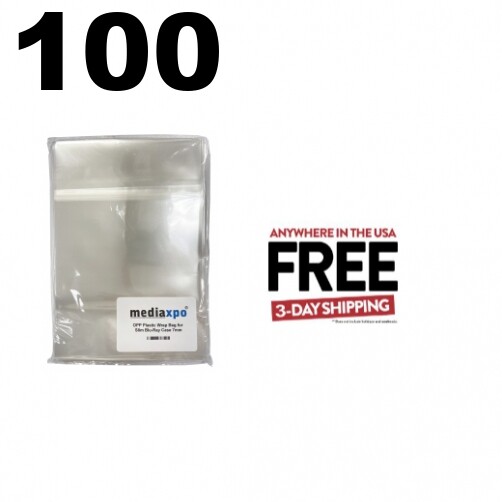 100 OPP Plastic Wrap Bag for Slim Blu-Ray Case 7mm **1-3 DAYS