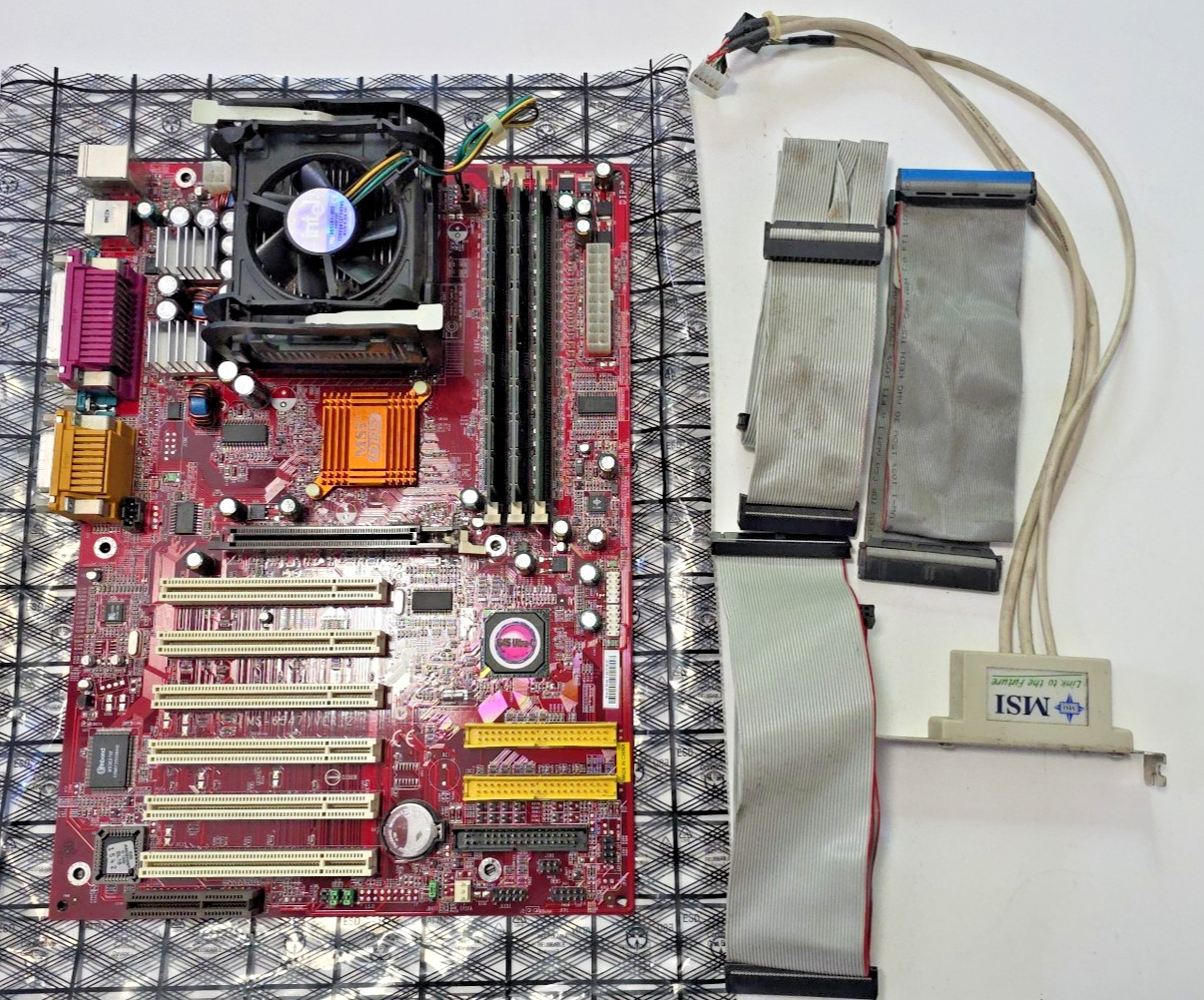 MSI MS-6547 Ver 2 Socket A DDR ATX Motherboard AGP 2Ghz P4, 2.3gb DDR, Cables