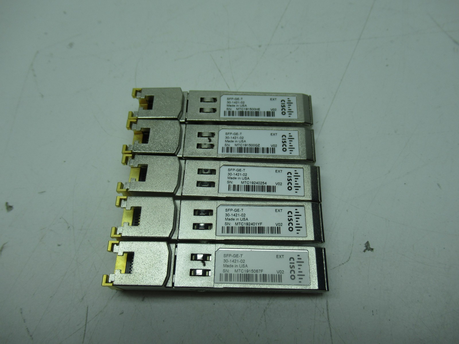 Lot of 5 Cisco SFP-GE-T Transceiver Modules 30-1421-02