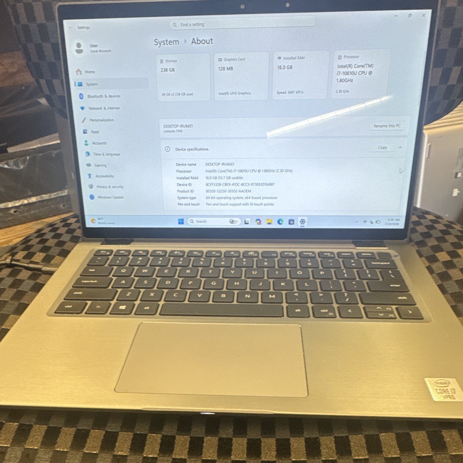 Dell Latitude 7410 14″ i7-10610U 16GB 256GB SSD Win 11 Pro Silver