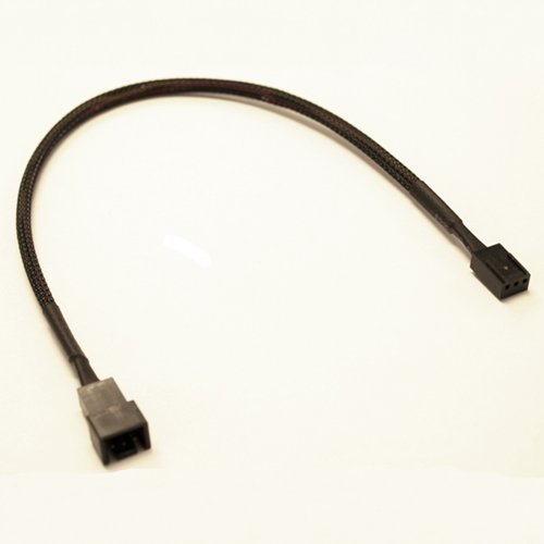 12″ 3 Pin Connector PC Computer Fan Extension Adapter Cable, Black Sleeved