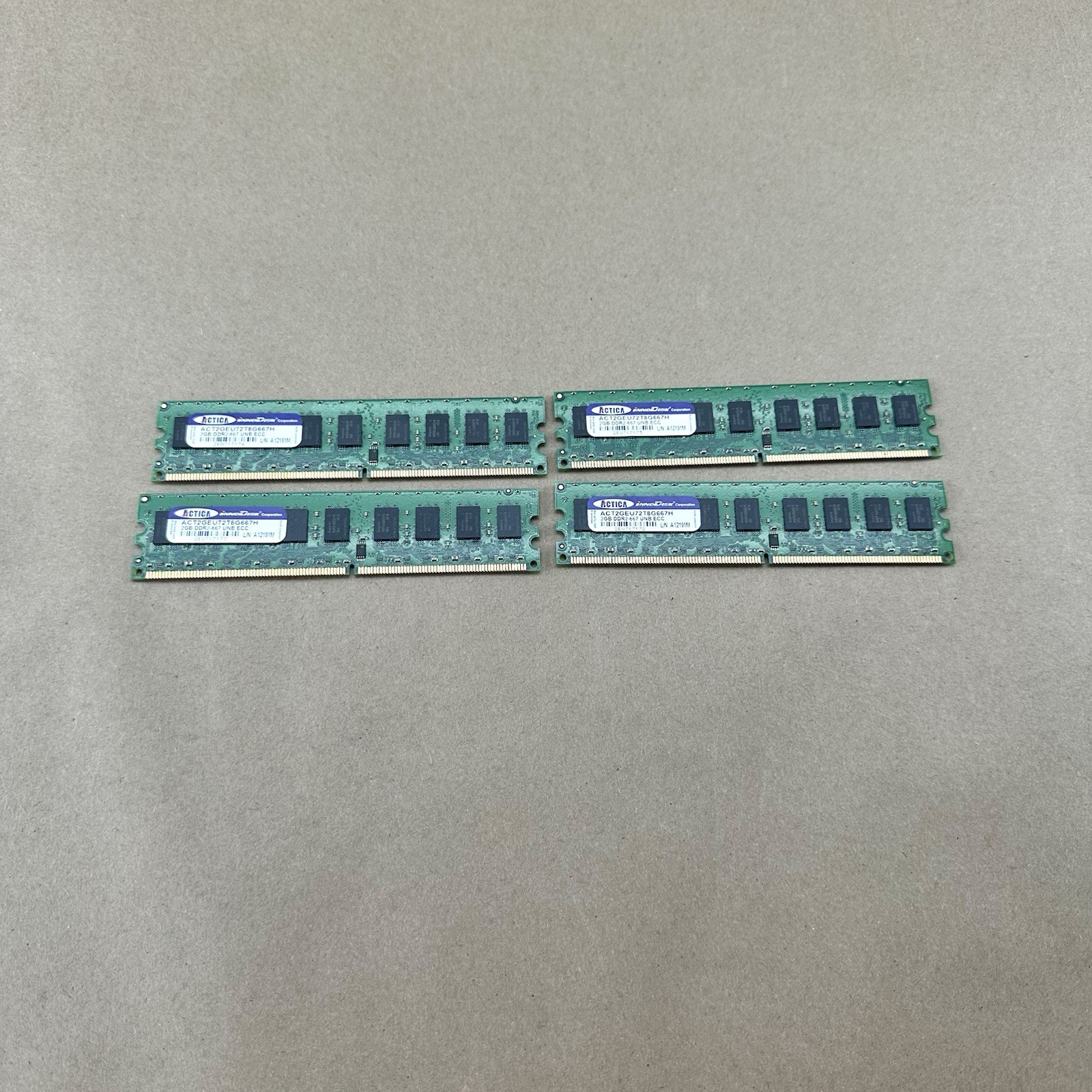 Lot of 4 ACTICA 2GB DDR2-667 Unbuffered ECC UDIMM PC2-5300E Server RAM