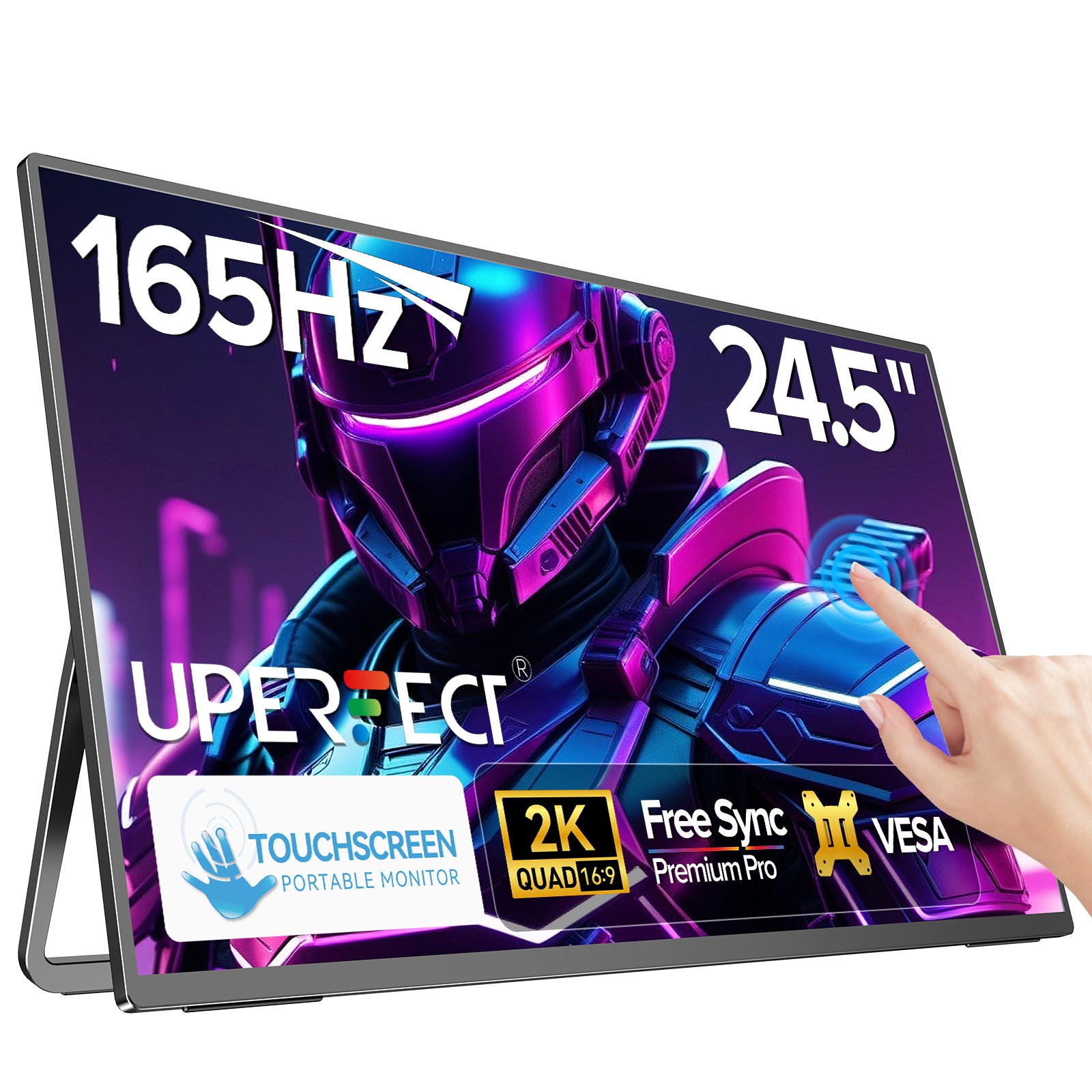 24.5 Inch 2K 165Hz Touch Portable Monitor QHD 2560 x 1440 with Kickstand Gaming