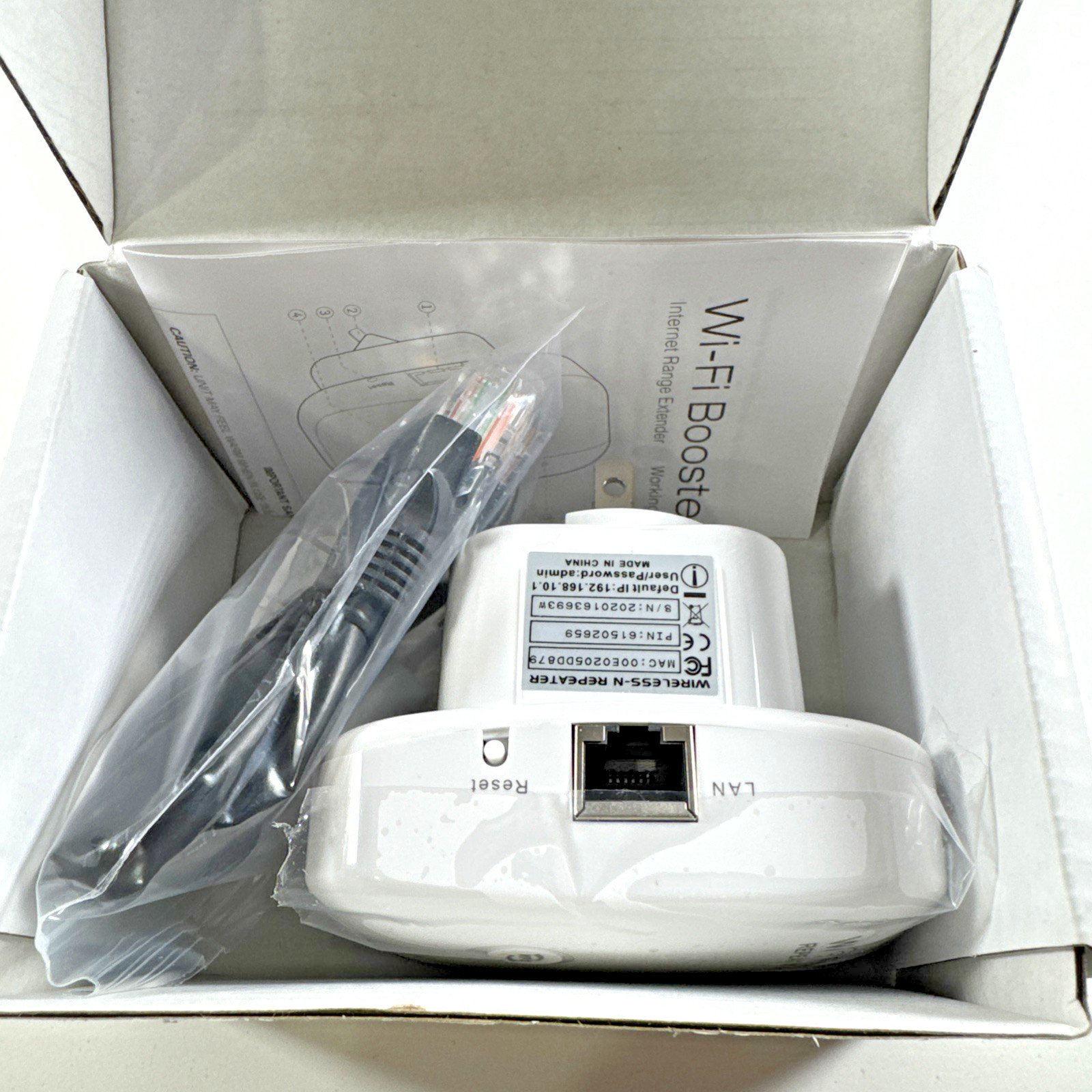 NEW SEALED Wifi Booster w Ethernet Cable Plug In w Instruction Manual READ!