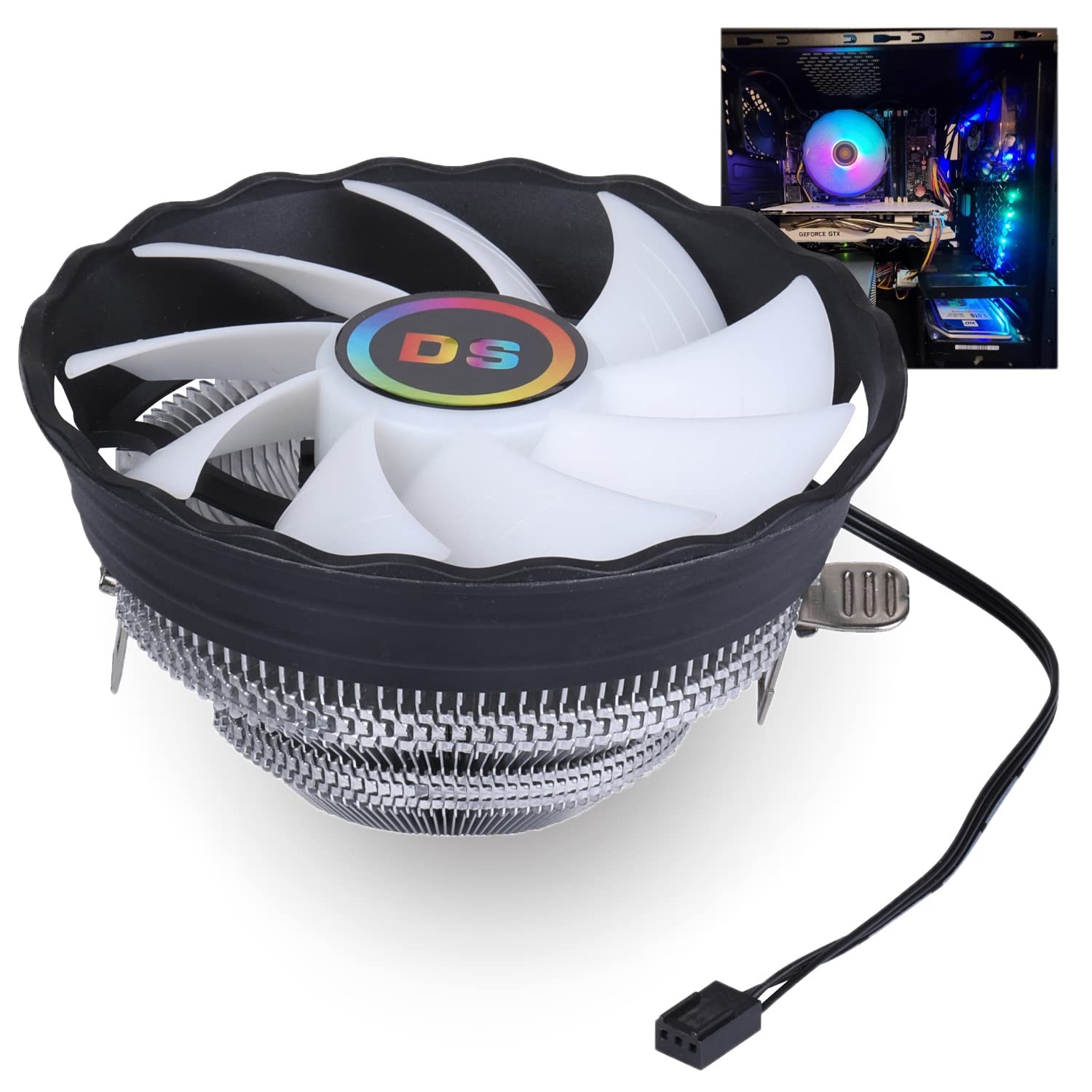 120MM CPU Fan 1500RPM Aluminum Extruded Cooling Fan with Fixed RGB, Compatibl…