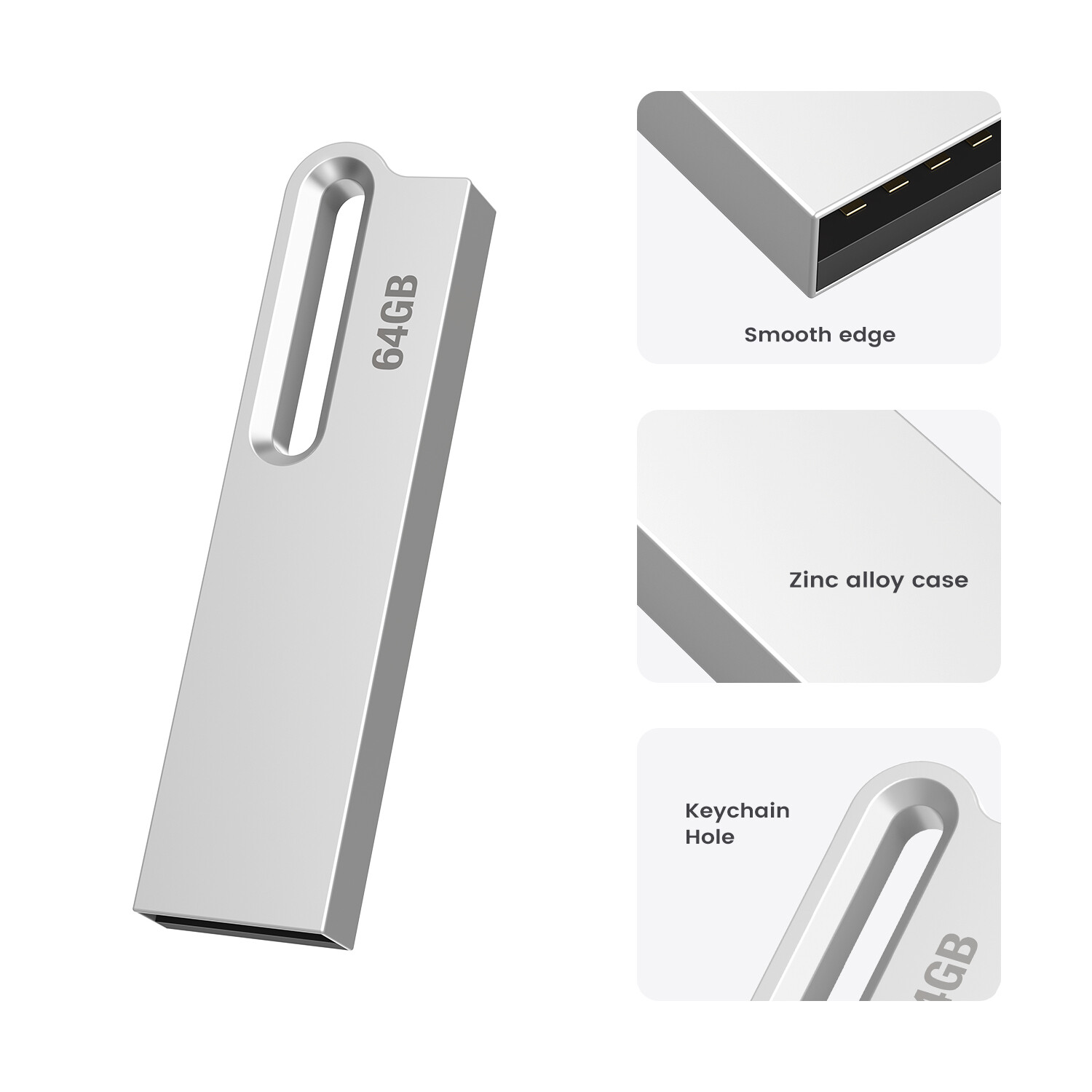 1/5/10PCS USB 2.0 32GB 64GB Metal USB Flash Drive Memory Stick For PC Laptop Lot