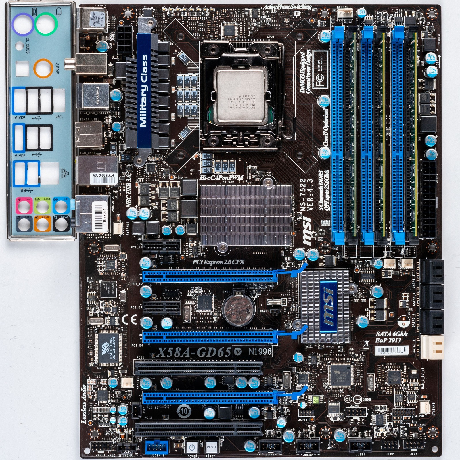 MSI X58A-GD65 LGA1366 ATX X58 Motherboard 6GB DDR3 i7-960 Six Core SATA III