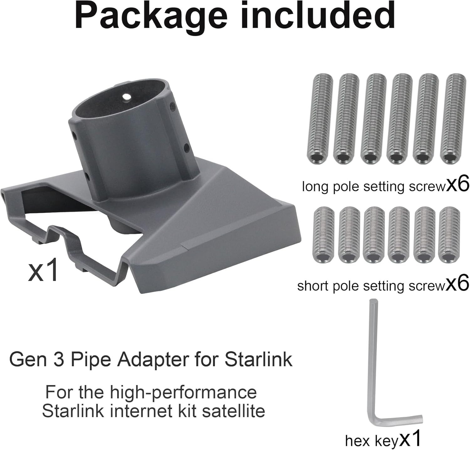 Pipe Adapter for Starlink Standard Dish – 360° Rotation, 20° Tilt