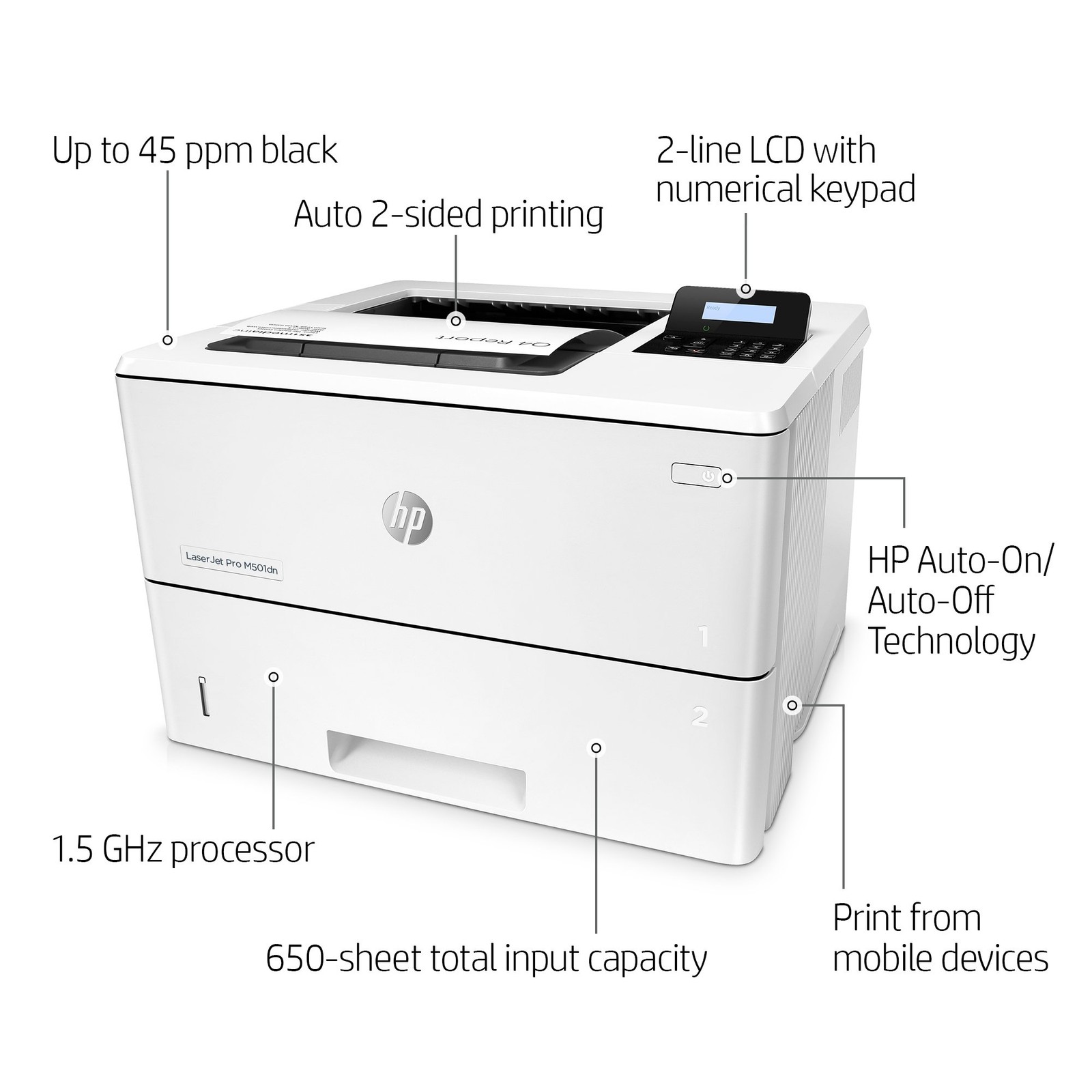 HP Monochrome LaserJet Pro M501dn Printer