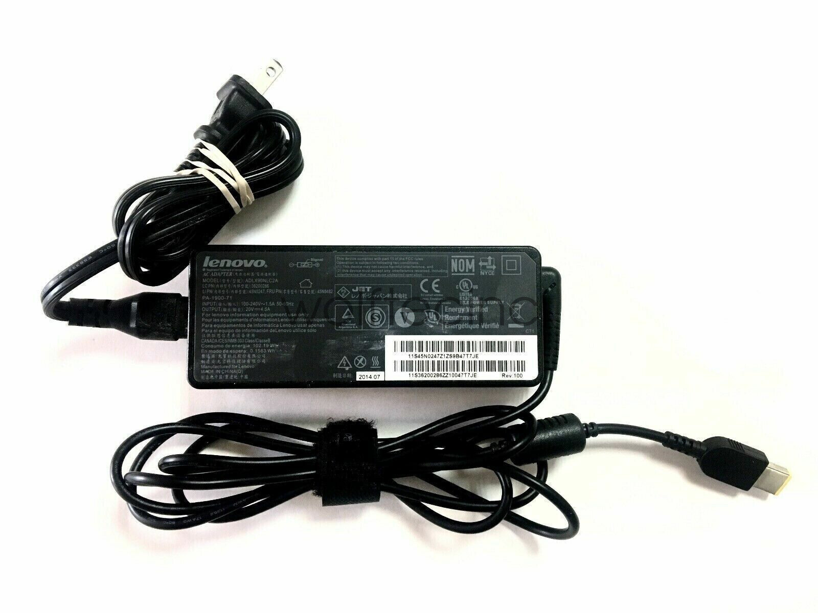 90W 20V 4.5A-SQUARE SLIM TIP For Lenovo ThinkPad Laptop AC Charger Adapter