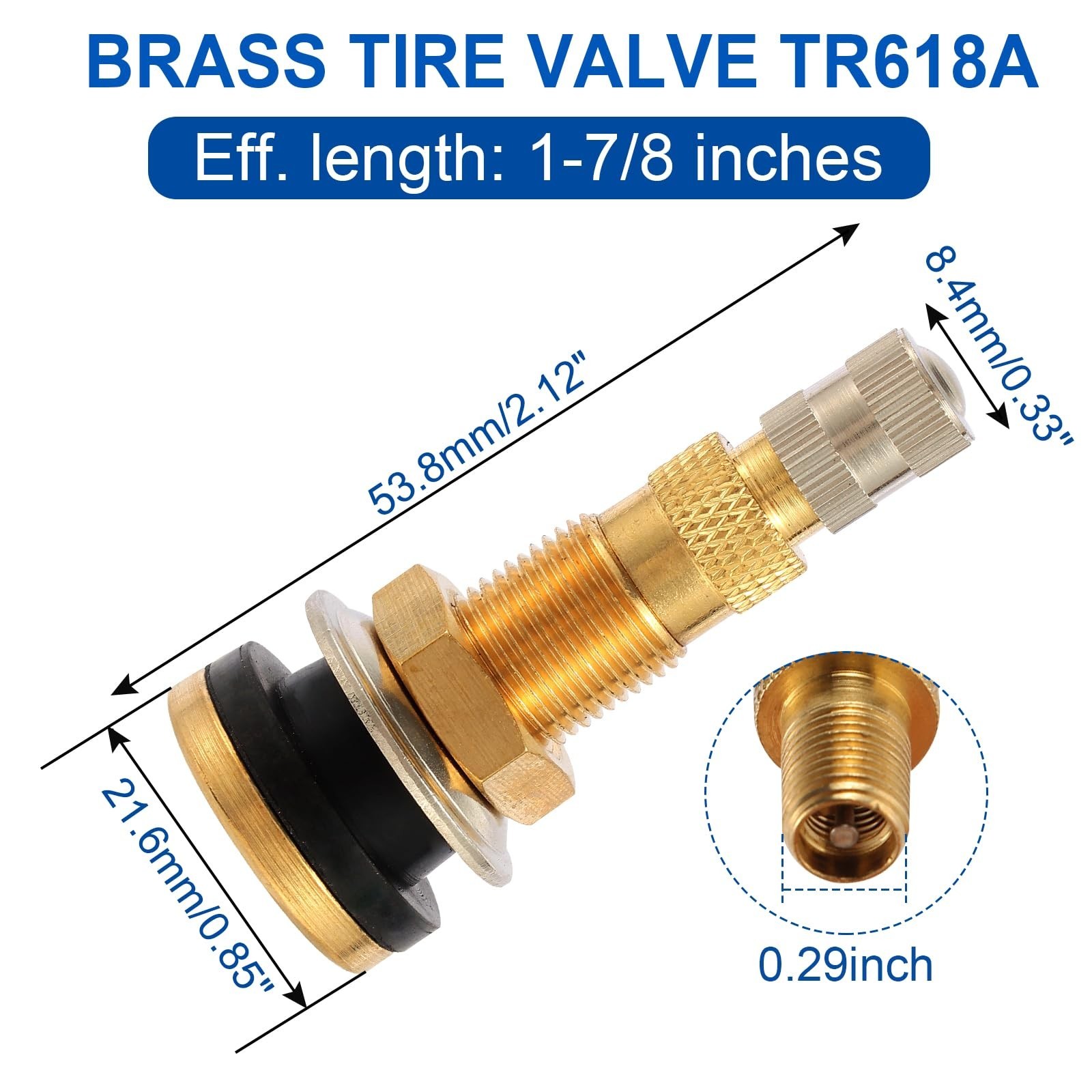 2 Piece TR618A Metal Valve Stems for Agricultural Equipment. Fits 0.618”+0.0…