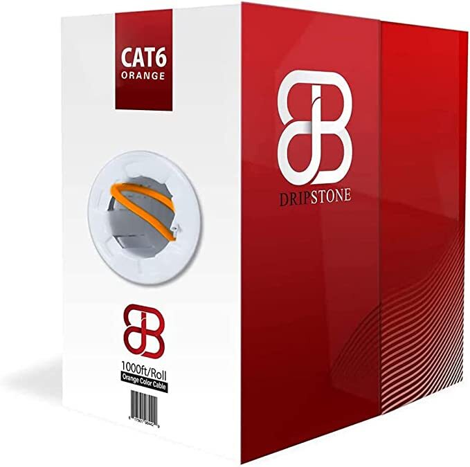 Dripstone CAT6 1000ft UTP Solid Cable 23AWG Network Ethernet RJ45 Wire, Orange