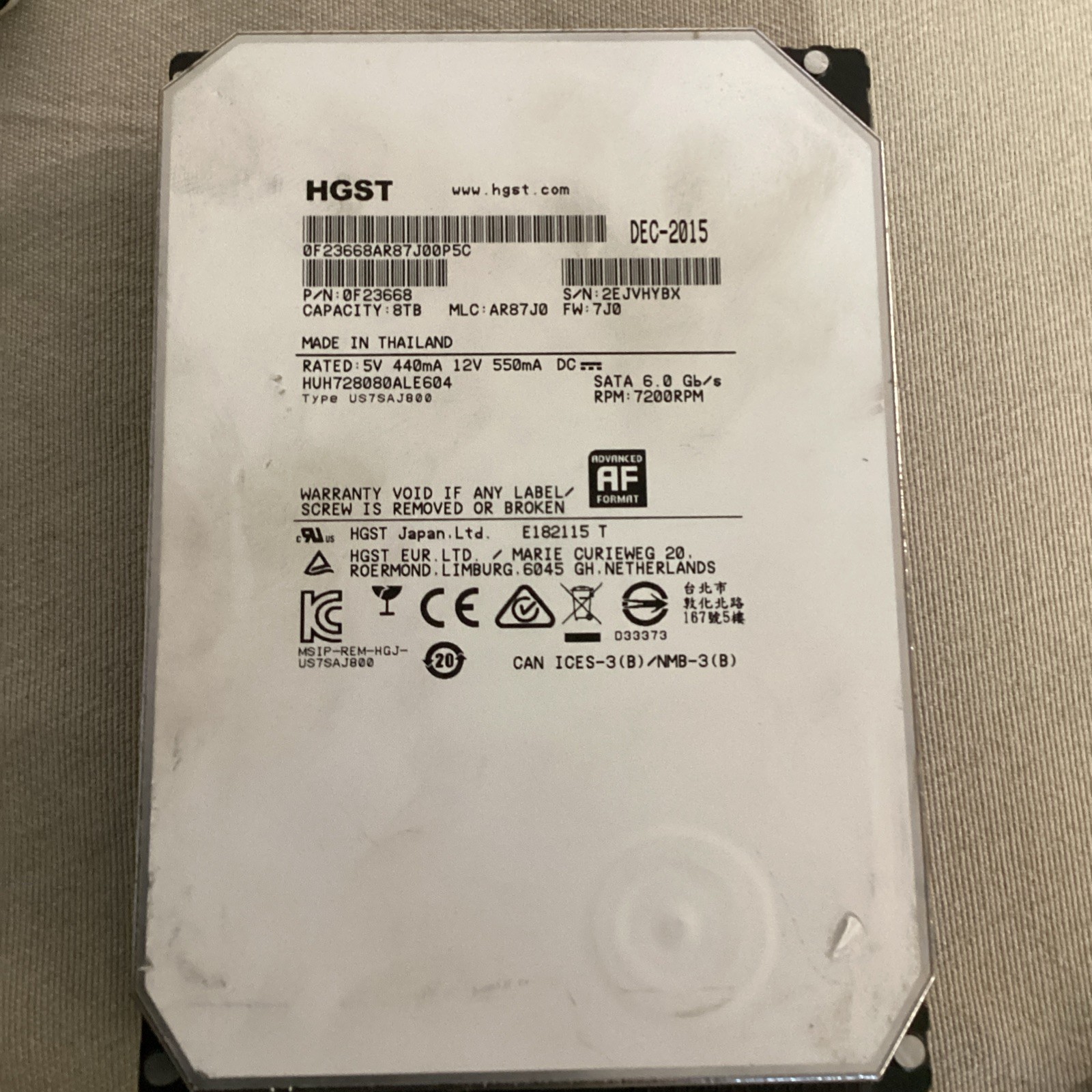 HGST Ultrastar HUH728080ALE604 8TB 3.5″ SATA Hard Drive HDD 7200RPM – Grade A