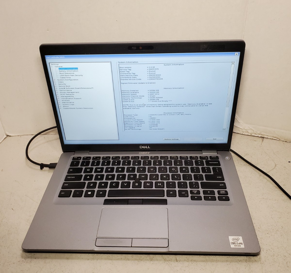 Dell Latitude 5410 14″ i5-10310u 1.6GHz 16GB No SSD/OS! BAD CHARGING PORT! #69