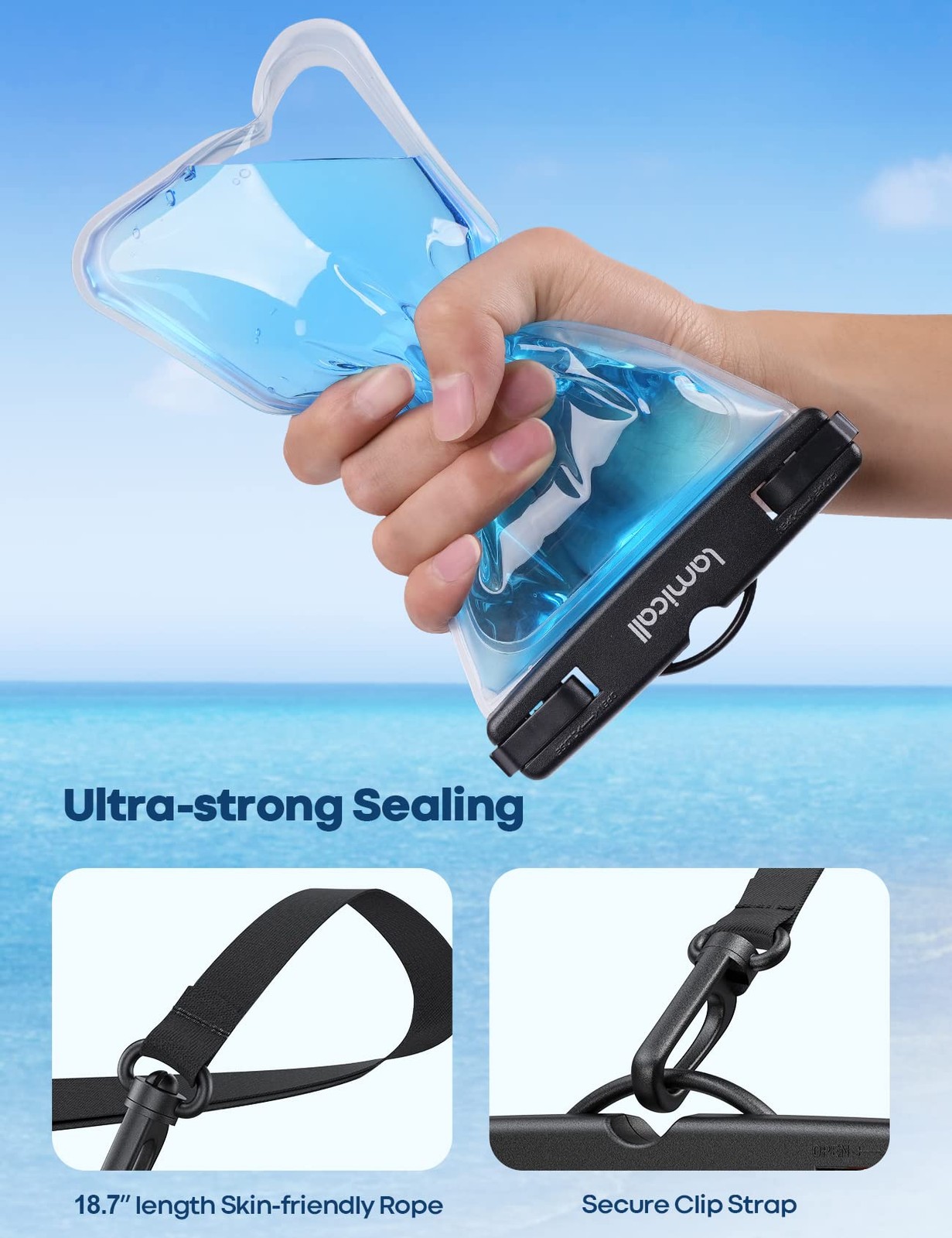 Lamicall Waterproof Phone – 2 Pack Ipx8 Essentials Touch Screen Easy Lock