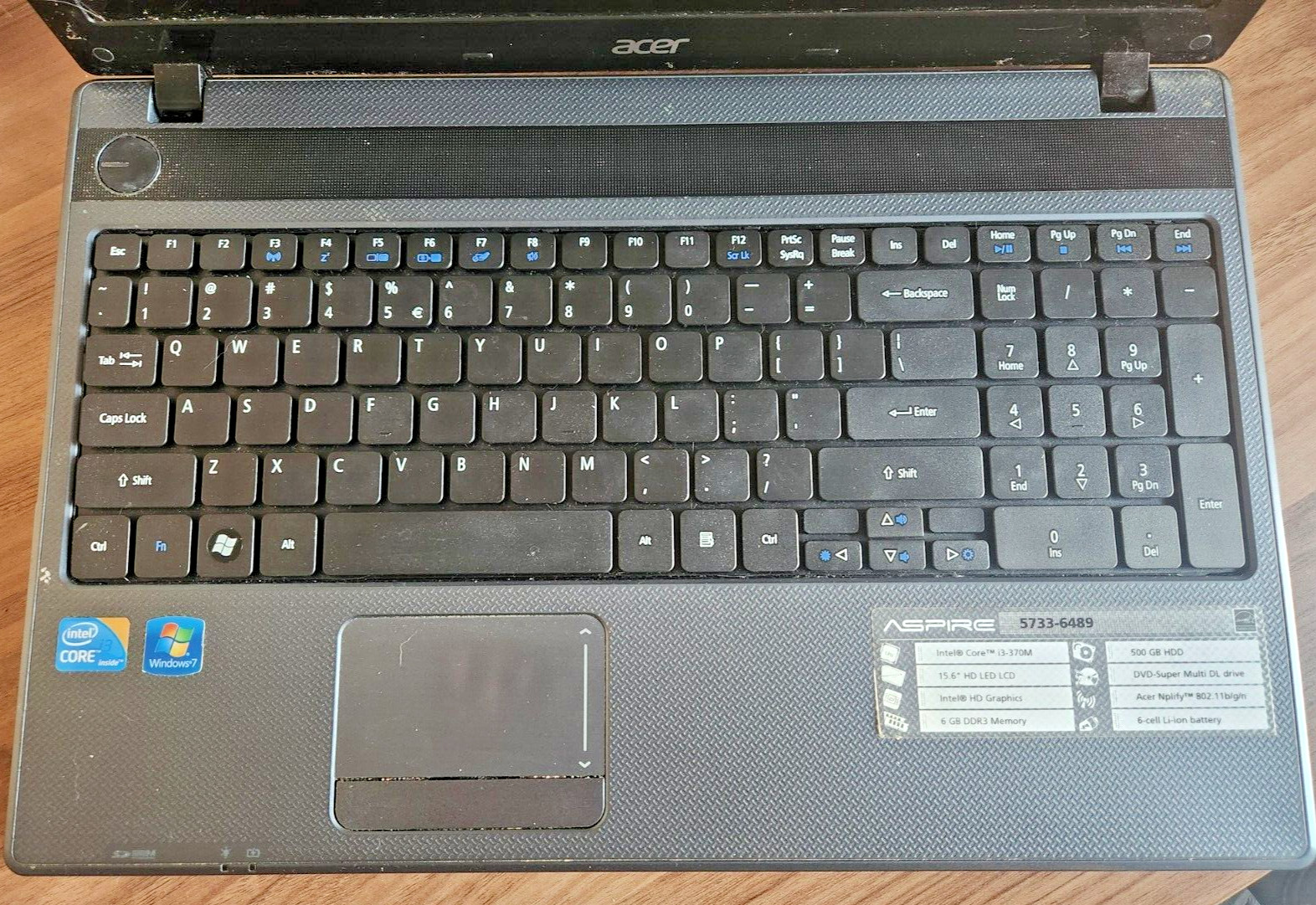 ACER Aspire 5733 Laptop – Intel Core i3-370M 15.6″ screen 6 GB memory 500 GB HDD