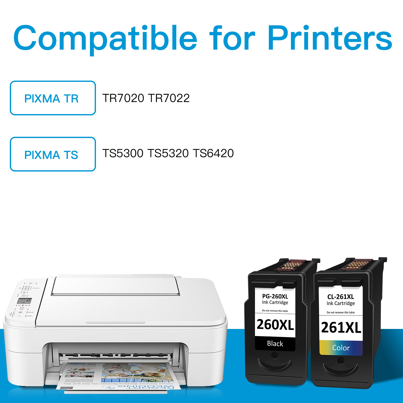 PG-260XL Black CL-261XL Color Ink Cartridge for Canon Pixma TR7020 TS5320 TS6420