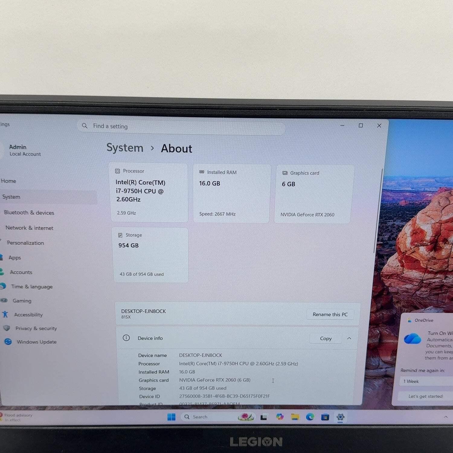 Lenovo Legion Y540 81SX 15.6″ i7-9750H 2.6GHz 16GB RAM 1TB SSD GeForce RTX 2060