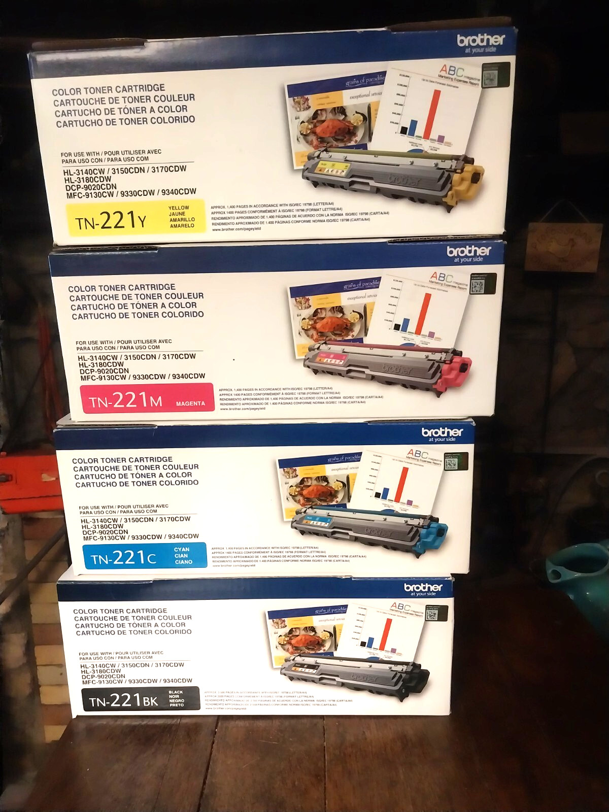 REDUCED!!! 4 BROTHER COLOR TONER CARTRIDGES 3 SEALED / 1 OPEN BUT UNUSED(?)