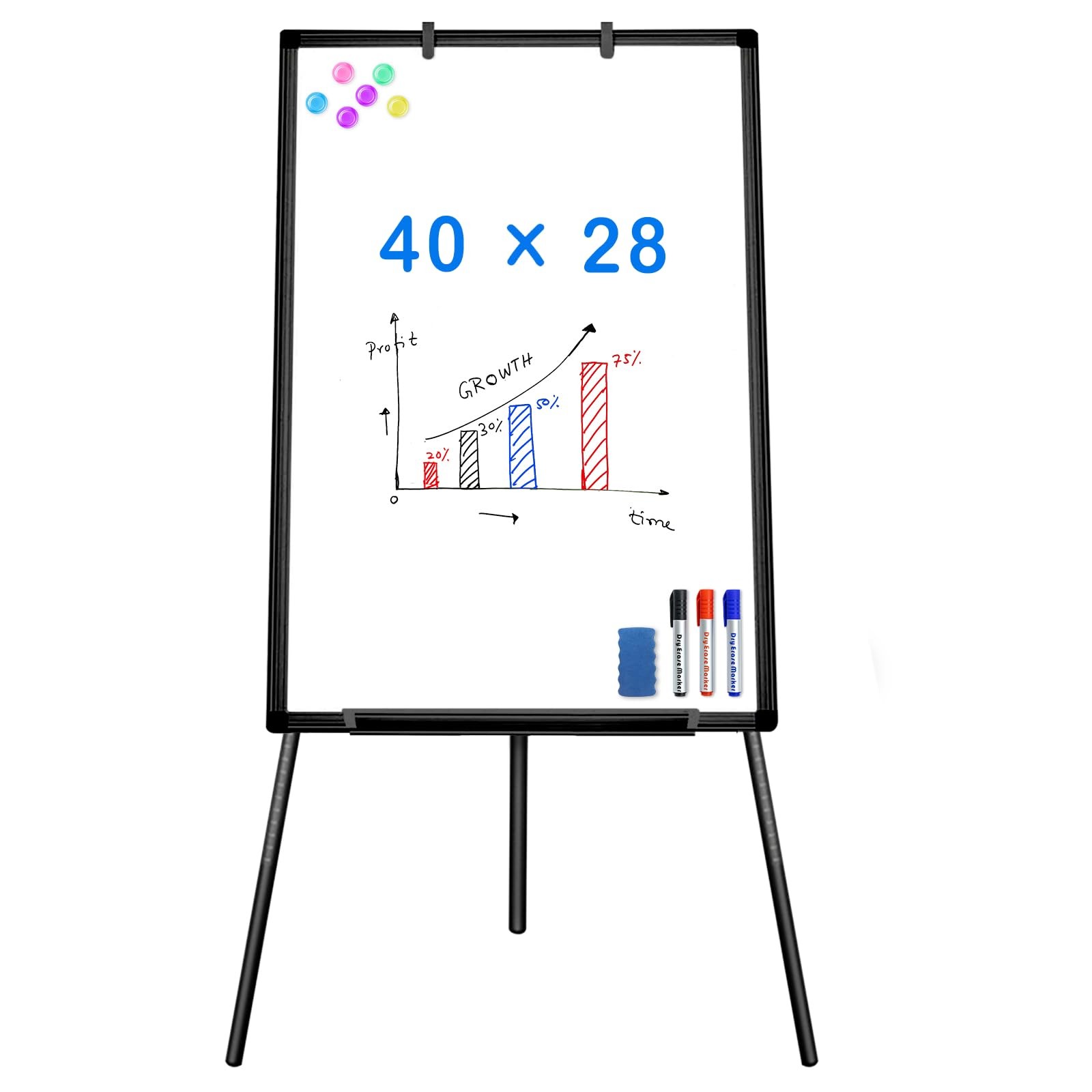 Whiteboard 40 x28 Black Magnetic Portable Dry Erase Tripod Easel Adjustable