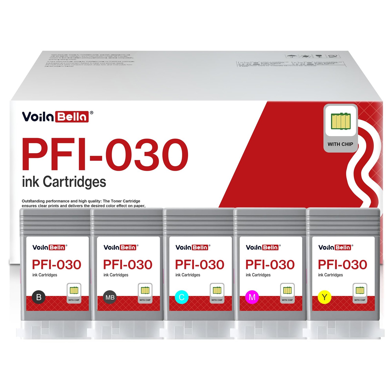 VoilaBella PFI-030 PFI030 other, 1Matte Black 1Black 1Cyan 1Magenta 1Yellow