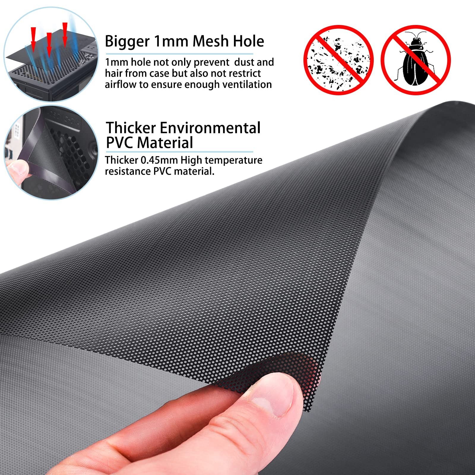 PC Case Dust Filter 400x300mm, 2 Pack Magnetic PVC Mesh Cover