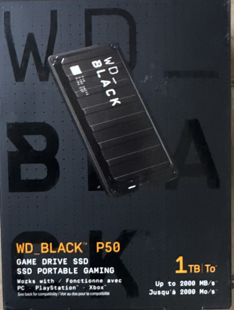 WD Black P50 1TB Game Drive SSD Portable Gaming Up To 2000MB/S