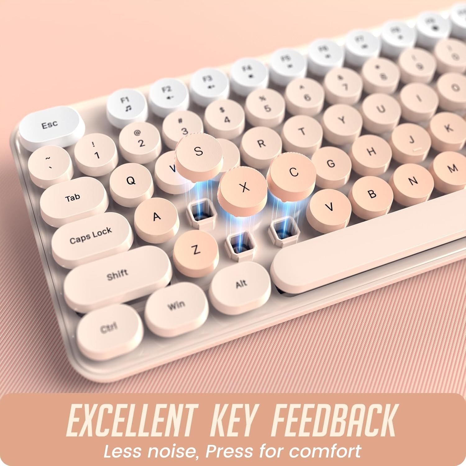 Colorful Computer PC Wireless Keyboard Mouse Combo Full-Sized Silent Typewriter