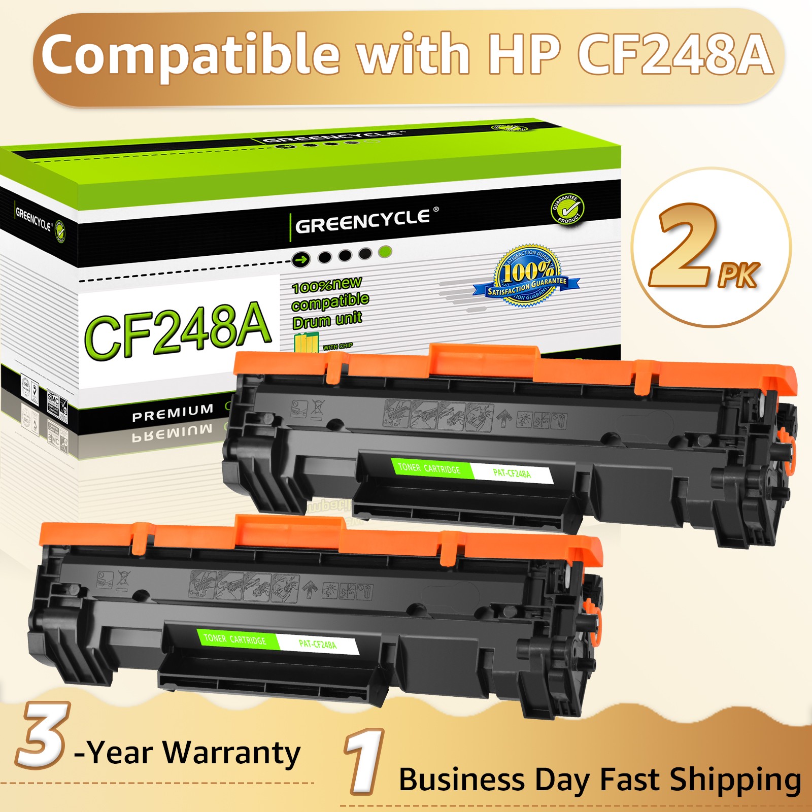 2PK 48A CF248A Toner Cartridge Replacement HP LaserJet Pro M15w M16w MFP M28a
