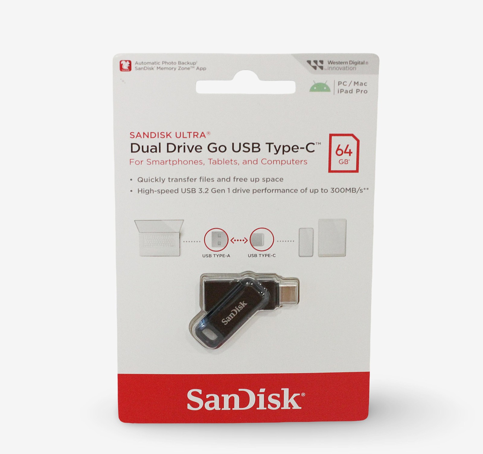 Sandisk Ultra Dual 64GB Drive Go USB Type-C Flash Drive – New Factory Sealed