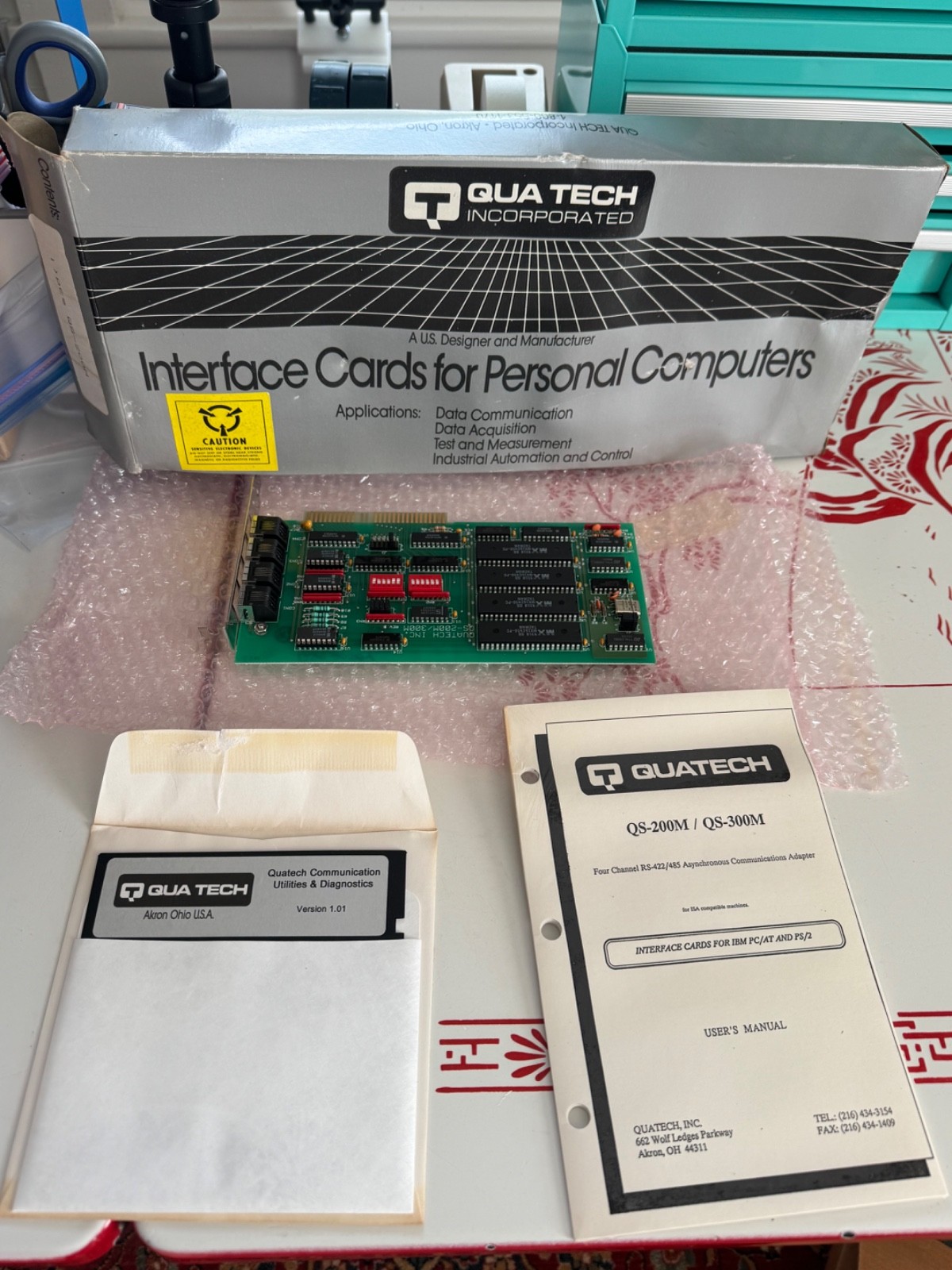 NOS Quatech QS-200M ISA 4-Port RS-422/485 Communications Adapter Complete
